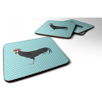 "Caroline's Treasures Minorca Ctalalan Chicken Blue Check Decorative coasters, 3.5, Multicolor"