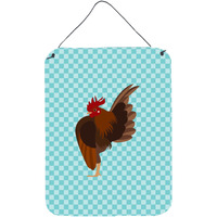 "Caroline's Treasures Malaysian Serama Chicken Blue Check Metal Print, 16hx12w, Multicolor"