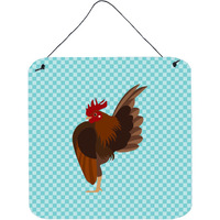 "Caroline's Treasures Blue Malaysian Serama Chicken Check Metal Print, 6"" H x 6"" W"
