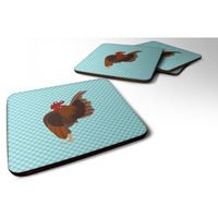 "Caroline's Treasures Malaysian Serama Chicken Blue Check Decorative coasters, 3.5, Multicolor"