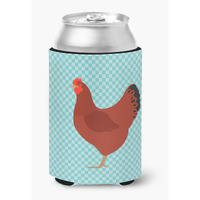 "Caroline's Treasures New Hampshire Red Chicken Blue Check Decorative Can Hugger, Multicolor"