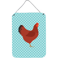 "Caroline's Treasures New Hampshire Red Chicken Blue Check Metal Print, 16hx12w, Multicolor"