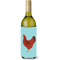"Caroline's Treasures New Hampshire Red Chicken Blue Check Decorative Bottle Hugger, 750 ml, Multicolor"