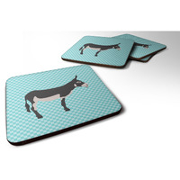 "Caroline's Treasures American Mammoth Jack Donkey Blue Check Decorative coasters, 3.5, Multicolor"