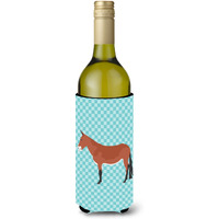 "Caroline's Treasures Mule Blue Check Decorative Bottle Hugger, 750 ml, Multicolor"