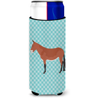 "Caroline's Treasures Mule Blue Check Decorative Can Hugger, Slim, Multicolor"