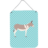 "Caroline's Treasures Australian Teamster Donkey Blue Check Metal Print, 16hx12w, Multicolor"