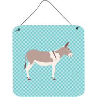 "Caroline's Treasures Blue Australian Teamster Donkey Check Metal Print, 6"" H x 6"" W"
