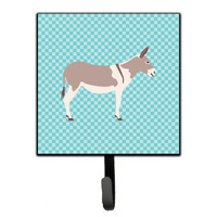 "Caroline's Treasures Australian Teamster Donkey Blue Check Wall Hook, Small, Multicolor"