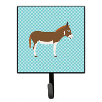 "Caroline's Treasures Blue Check Miniature Mediterranian Donkey Wall Hook, Small, Multicolor"