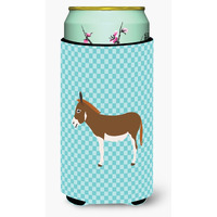 "Caroline's Treasures Miniature Mediterranian Donkey Blue Check Decorative Can Hugger, Tall Boy, Multicolor"
