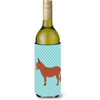 "Caroline's Treasures Irish Donkey Blue Check Decorative Bottle Hugger, 750 ml, Multicolor"