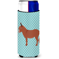"Caroline's Treasures Irish Donkey Blue Check Decorative Can Hugger, Slim, Multicolor"