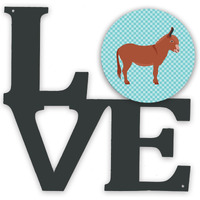 "Caroline's Treasures Irish Donkey Blue Check Metal Artwork Love wall-decor, Multicolor"
