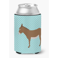 "Caroline's Treasures Cotentin Donkey Blue Check Decorative Can Hugger, Multicolor"