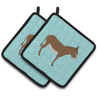 "Caroline's Treasures Cotentin Donkey Blue Check Decorated Pot Holder, 7.5"" x 7.5"""