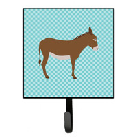 "Caroline's Treasures Cotentin Donkey Blue Check Wall Hook, Small, Multicolor"