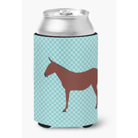 "Caroline's Treasures Hinny Horse Donkey Blue Check Decorative Can Hugger, Multicolor"