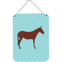 "Caroline's Treasures Hinny Horse Donkey Blue Check Metal Print, 16hx12w, Multicolor"