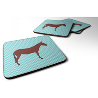 "Caroline's Treasures Hinny Horse Donkey Blue Check Decorative coasters, 3.5, Multicolor"