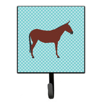 "Caroline's Treasures Hinny Horse Donkey Blue Check Wall Hook, Small, Multicolor"