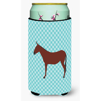"Caroline's Treasures Hinny Horse Donkey Blue Check Decorative Can Hugger, Tall Boy, Multicolor"