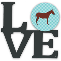 "Caroline's Treasures Hinny Horse Donkey Blue Check Metal Artwork Love wall-decor, Multicolor"