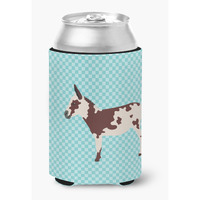 "Caroline's Treasures American Spotted Donkey Blue Check Decorative Can Hugger, Multicolor"