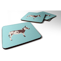 "Caroline's Treasures American Spotted Donkey Blue Check Decorative coasters, 3.5, Multicolor"
