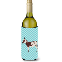 "Caroline's Treasures American Spotted Donkey Blue Check Decorative Bottle Hugger, 750 ml, Multicolor"