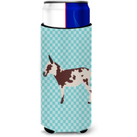 "Caroline's Treasures American Spotted Donkey Blue Check Decorative Can Hugger, Slim, Multicolor"