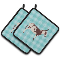 "Caroline's Treasures American Spotted Donkey Blue Check Decorated Pot Holder, 7.5"" x 7.5"""