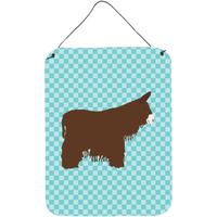 "Caroline's Treasures Poitou Poiteuin Donkey Blue Check Metal Print, 16hx12w, Multicolor"