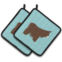 "Caroline's Treasures Poitou Poiteuin Donkey Blue Check Decorated Pot Holder, 7.5"" x 7.5"""