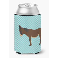 "Caroline's Treasures Zamorano-Leones Donkey Blue Check Decorative Can Hugger, Multicolor"