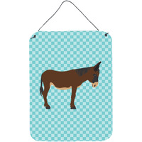 "Caroline's Treasures Zamorano-Leones Donkey Blue Check Metal Print, 16hx12w, Multicolor"
