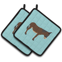 "Caroline's Treasures Zamorano-Leones Donkey Blue Check Decorated Pot Holder, 7.5"" x 7.5"""