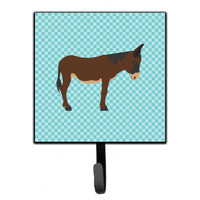 "Caroline's Treasures Zamorano-Leones Donkey Blue Check Wall Hook, Small, Multicolor"