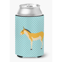 "Caroline's Treasures Turkmenian Kulan Donkey Blue Check Decorative Can Hugger, Multicolor"