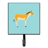 "Caroline's Treasures Turkmenian Kulan Donkey Blue Check Wall Hook, Small, Multicolor"