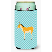 "Caroline's Treasures Turkmenian Kulan Donkey Blue Check Decorative Can Hugger, Tall Boy, Multicolor"
