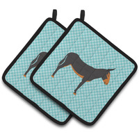 "Caroline's Treasures Catalan Donkey Blue Check Decorated Pot Holder, 7.5"" x 7.5"""