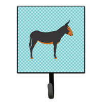 "Caroline's Treasures Catalan Donkey Blue Check Wall Hook, Small, Multicolor"