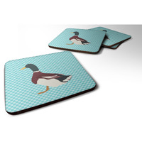 "Caroline's Treasures Rouen Duck Blue Check Decorative coasters, 3.5, Multicolor"