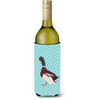 "Caroline's Treasures Rouen Duck Blue Check Decorative Bottle Hugger, 750 ml, Multicolor"