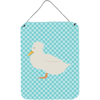 "Caroline's Treasures Crested Duck Blue Check Metal Print, 16hx12w, Multicolor"
