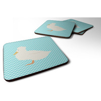 "Caroline's Treasures Crested Duck Blue Check Decorative coasters, 3.5, Multicolor"