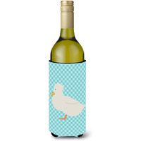 "Caroline's Treasures Crested Duck Blue Check Decorative Bottle Hugger, 750 ml, Multicolor"