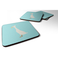 "Caroline's Treasures Bali Duck Blue Check Decorative Coasters, 3.5"", Multicolor"