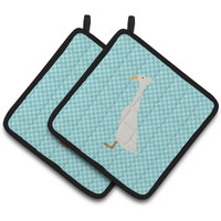 "Caroline's Treasures Bali Duck Blue Check Decorated Pot Holder, 7.5"" x 7.5"""